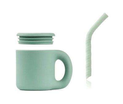 Vaso de Silicona con Pajita  Dusty mint / Peppermint