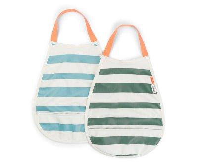 2 Bibs Pull-Over Stripes Blue/Green