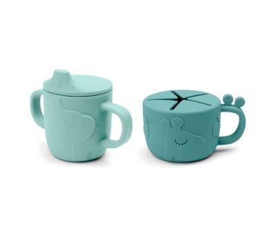 Peekaboo Learning Cup and Snack Dispenser Deer Friends Blue