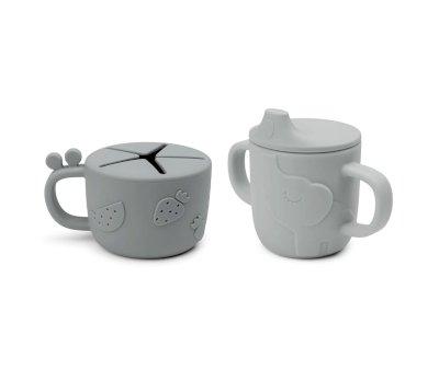 Taza Aprendizaje Peekaboo  y Dispensador de Snacks Deer Friends Grey