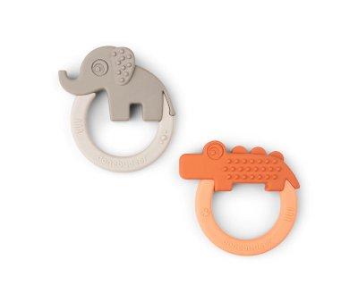 Set of 2 Silicone Teethers Friends Deer Papaya/Sand
