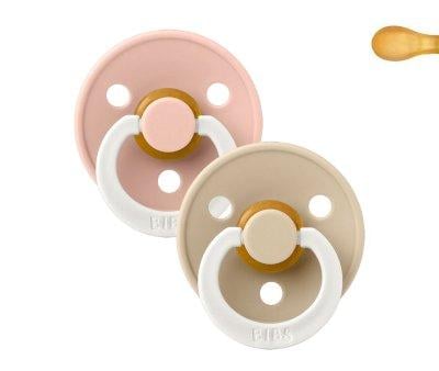 2 BIBS Colour Symmetrical Night Pacifiers Blush/Vanilla