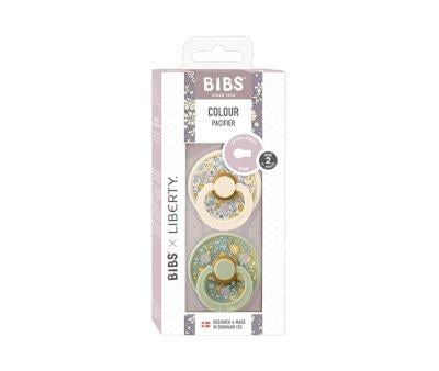2 BIBS Colour Round Pacifiers Liberty Eloise Sage Mix