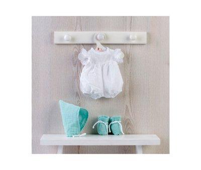 Conjunto Ranita Plumeti Blanca,Gorro y Peucos Menta Alex