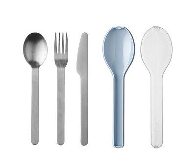 3 Personalised Cutlery Sets with Nordic Blue Case