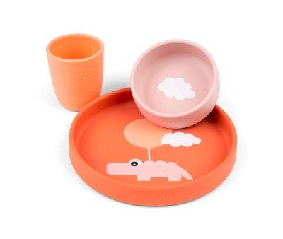 Silicone Dinnerware Happy Clouds Papaya