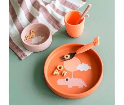 Silicone Dinnerware Happy Clouds Papaya