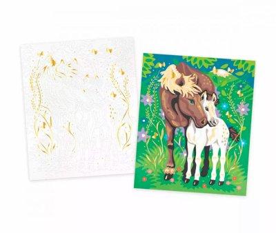 Peinture par numro, aquarelle, chevaux