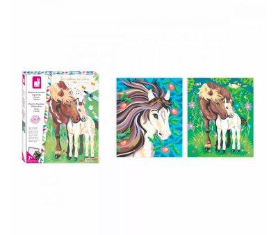 Peinture par numro, aquarelle, chevaux