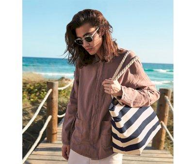 Bolsa de Playa Nautical Natural-Navy Personalizable