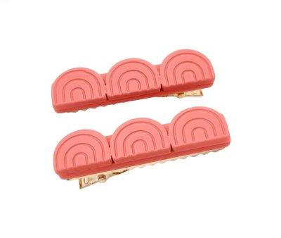 2 grampos de cabelo Tri Rainbow Coral Rouge