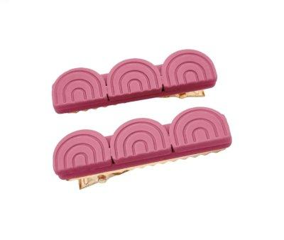 2 grampos de cabelo Tri Rainbow Mauve Rose