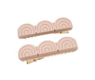 2 Tri Rainbow Creamy White Hair Clips
