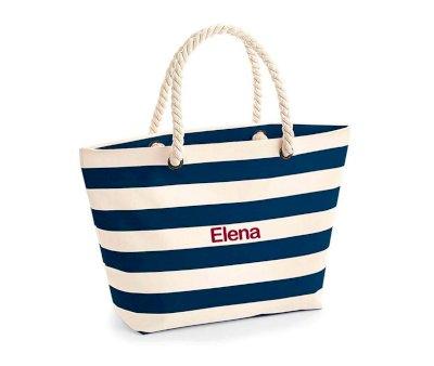 Bolsa de Playa Nautical Natural-Navy Personalizable