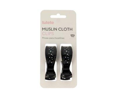 2 Black Muslin Clamps