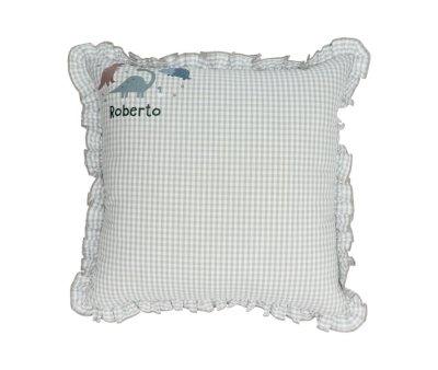 Ruffle Cushion Vichy Dinos World Personalized