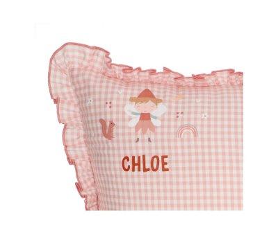 Vichy Ruffled Cushion Wild Fairies Personalized
