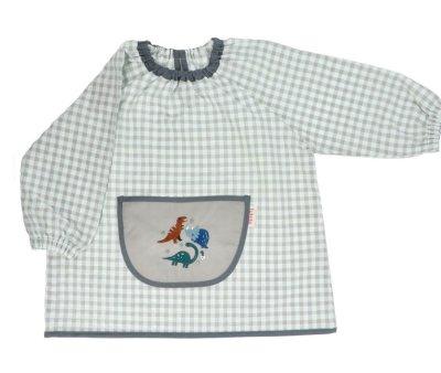 Smock Lola with Central Pocket Vichy Dinos World Personalised