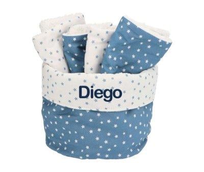 Basket with Mini Star Blue Drool Bib Personalised