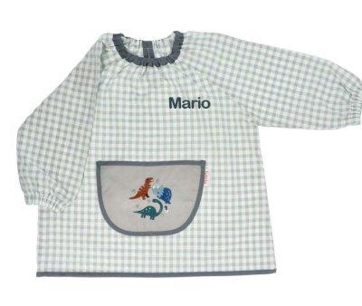 Smock Lola with Central Pocket Vichy Dinos World Personalised