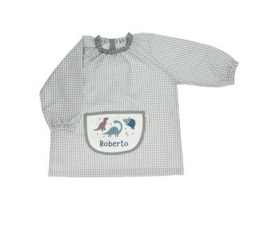 Smock with Central Pocket Vichy Dinos World Personalized