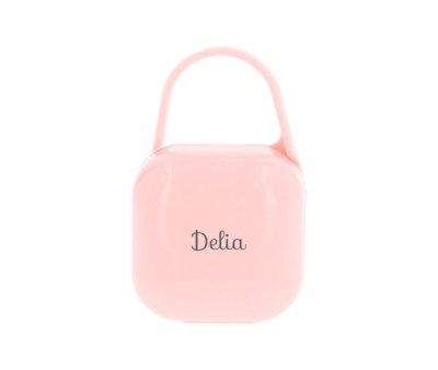 Porte-sucette carr craie rose personnalis