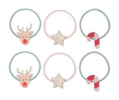 6 mini elsticos cabelo Natal
