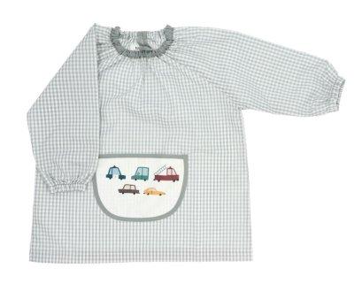 Smock with Central Pocket Vintage Cars Vichy Customized