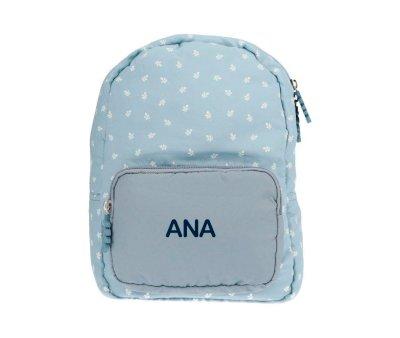 Mochila infantil acolchoada Leaves Blue Personalizvel