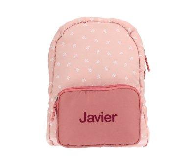 Mochila infantil acolchoada Personalizvel Leaves Pink