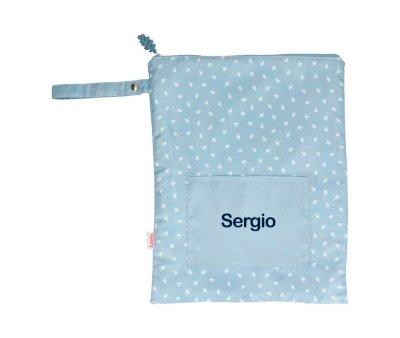Bolsa Grande Leaves impermevel Blue Personalizvel