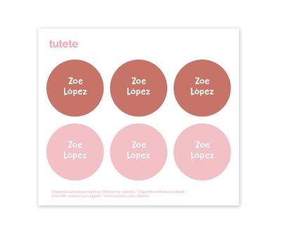 6 Etichette Adesive Rotonde Rose