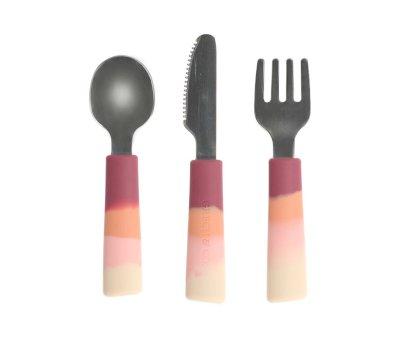 Set of 3 Splash Color Ombre Mauve Rose Cutlery