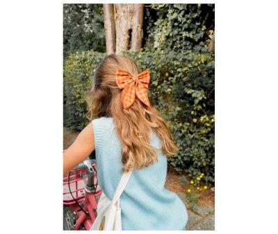 Large Bow Hair Clip Sunset Gingham