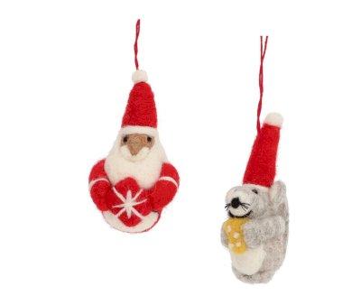 Adorno Navidad Santa Claus con Regalo Rojo