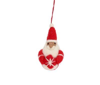 Adorno Navidad Santa Claus con Regalo Rojo