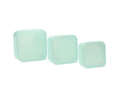 3 lancheiras Aqua Glitter Turquoise