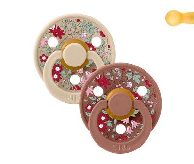 2 BIBS Colour Round Liberty Chamomile Lawn Vanilla/Woodchuck Mix Pacifiers