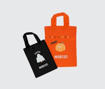 Bolsa preta Personalizvel de Doces ou Travessuras de Halloween