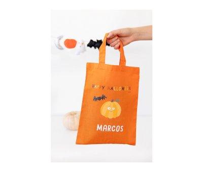 Bolsa Laranja de Doces ou Travessuras de Halloween Personalizvel
