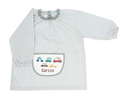 Smock with Central Pocket Vintage Cars Vichy Customized
