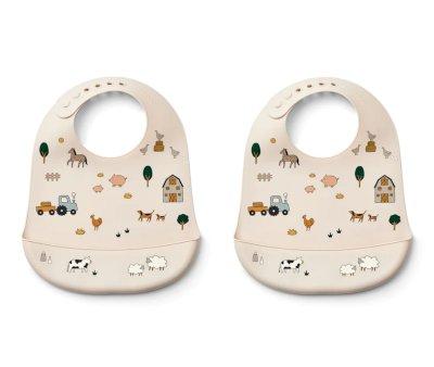2 Silicone Bibs Tilda Farm/Sandy