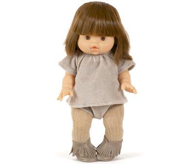 Ensemble Haut et Culotte en Velours Gris Perle pour Poupe Gordis
