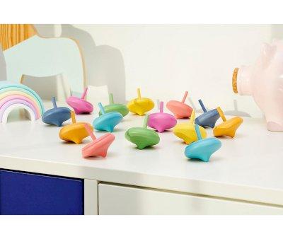 Set 14 Trottole Legno Rainbow