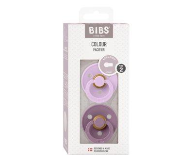 2 Sucettes Rondes BIBS Colour Violet Ciel/Mauve