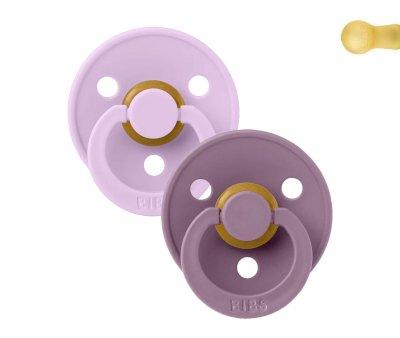 2 Sucettes Rondes BIBS Colour Violet Ciel/Mauve