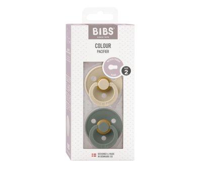 2 Sucettes Rondes BIBS Colour Vanille/Pin