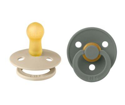 2 Sucettes Rondes BIBS Colour Vanille/Pin