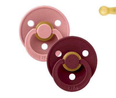 2 Chupetes BIBS Colour Round Dusty Pink/Elderberry
