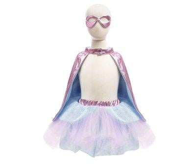 Tutu, capa e mscara Super-Duper Metallic Rosa/Azul Claro 4-6 anos